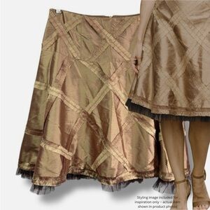 NEW Silk Skirt Ribbon Accents Tulle "Petticoat" Hem 4 Carrie Bradshaw Style